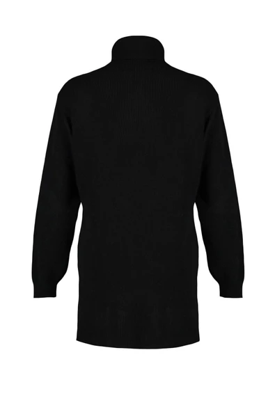 Yeni Oversize Casual Günlük Fitilli Triko Balıkçı Yaka Uzun Kol Kazak Elbise Mini Boy Elbise - 6