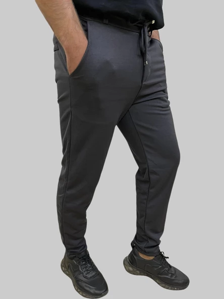 Erkek Runner Jogger Düğmeli Fermuarlı Bağcıklı Antrasit Kargo Pantolon - 3