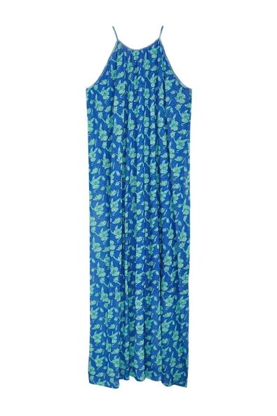 Yeni Rahat Casual Günlük Köpük Kumaş Örme Halter Yaka Kolsuz Kol A-Line Maxi Boy Elbise