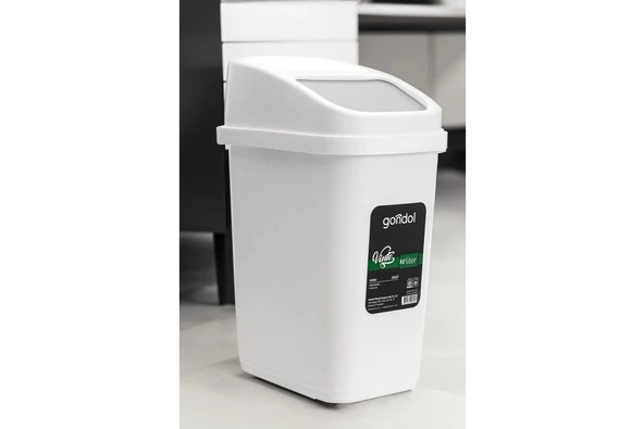 Gondol Vinto Kapaklı Çöp Kovası, Plastik 10 Lt Beyaz Renkli - 2