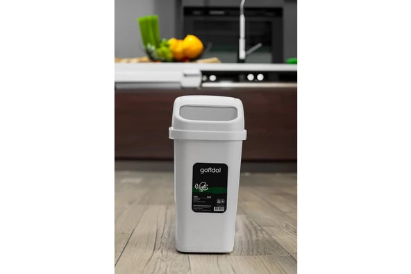 Gondol Vinto Kapaklı Çöp Kovası, Plastik 10 Lt Beyaz Renkli - 4