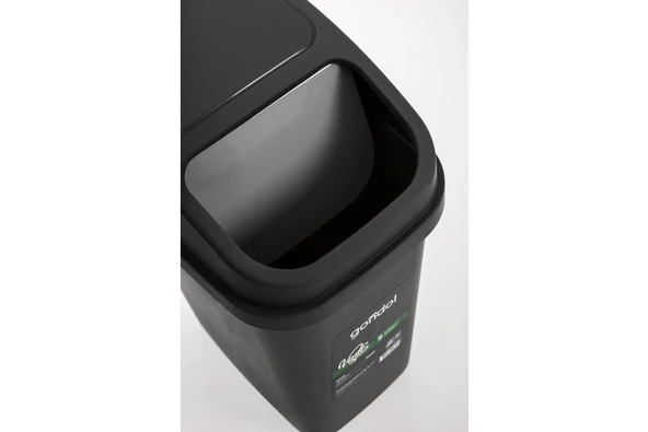 Gondol Vinto Kapaklı Çöp Kovası, Plastik 10 Lt Antrasit Renkli - 3