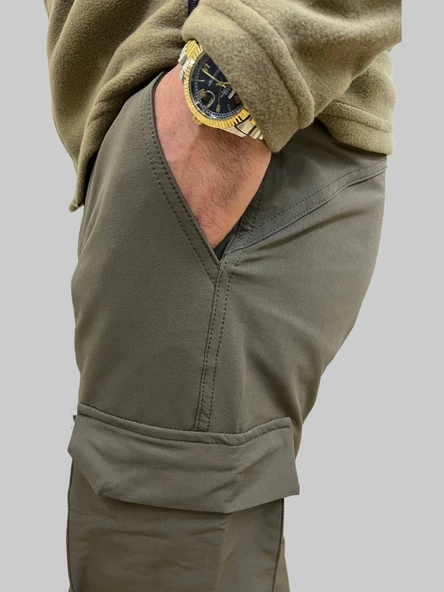 Erkek Taktik Düz Paça Paraşüt Haki Kargo Pantolon - 2