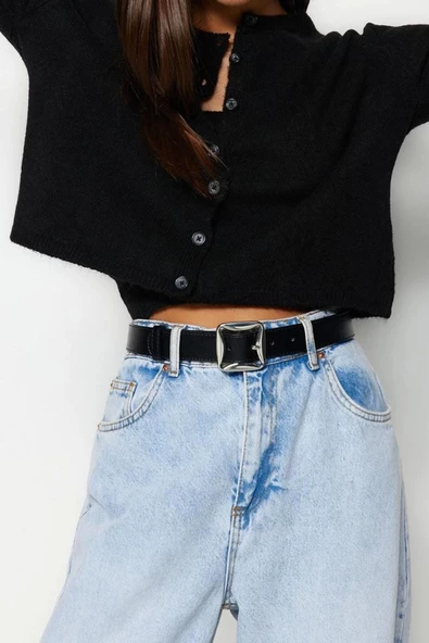 Kadın Moda Şık Crop Bisiklet Yaka Slim Crop Yumuşak Dokulu Bluz-Hırka Triko Takım - 3