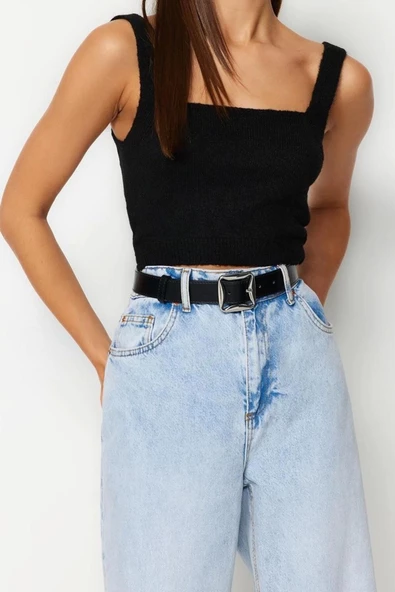 Kadın Moda Şık Crop Bisiklet Yaka Slim Crop Yumuşak Dokulu Bluz-Hırka Triko Takım - 5
