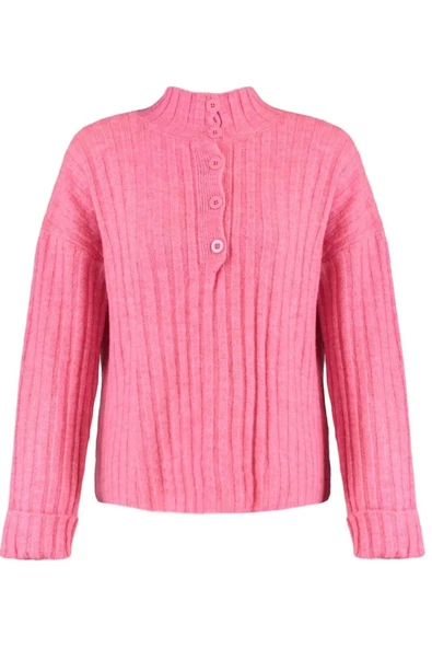 Kadın Moda Şık Crop Dik Yaka Regular Crop Yumuşak Dokulu Dik Yaka Triko Hırka