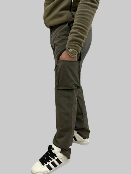 Erkek Taktik Düz Paça Paraşüt Haki Kargo Pantolon - 4