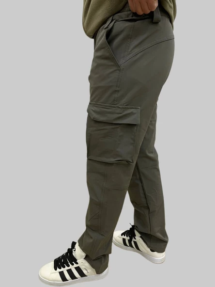 Erkek Taktik Düz Paça Paraşüt Haki Kargo Pantolon - 3