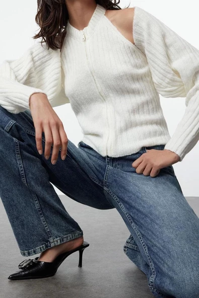 Kadın Moda Şık Regular Bisiklet Yaka Slim Yumuşak Dokulu Bolerolu Triko Hırka - 3