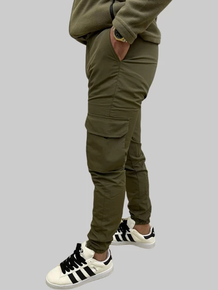 Erkek Taktik Beli İpli ve Lastikli Haki Kargo Pantolon - 2