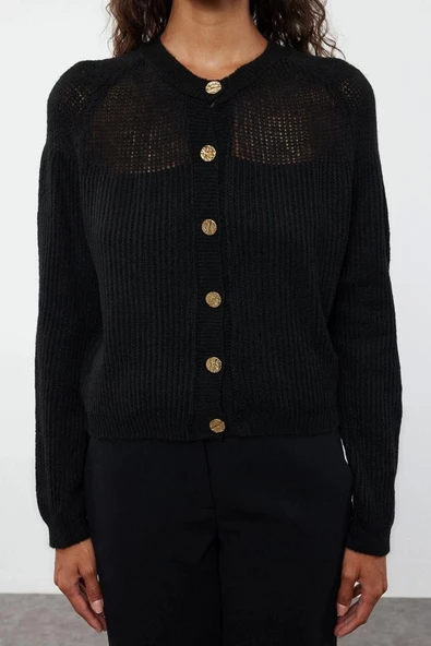 Kadın Moda Şık Crop Bisiklet Yaka Regular Crop Yumuşak Dokulu Gevşek Örgü Triko Hırka - 4
