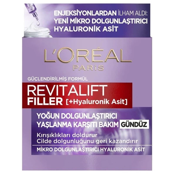 L'oréal Paris Revitalift Filler Yoğun Dolgunlaştırıcı Hyaluronik Asit Yaşlanma Karşıtı Gündüz Kremi 50 ml