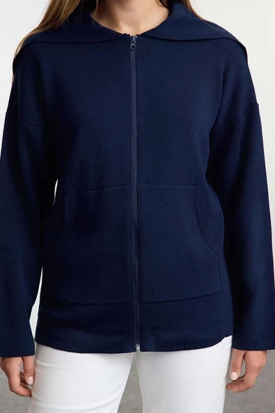Kadın Moda Şık Regular Devrik Yaka Regular Devrik Yaka Triko Hırka