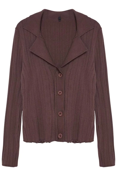 Kadın Moda Şık Regular Polo Yaka Regular Premium İplik Polo Yaka Triko Hırka