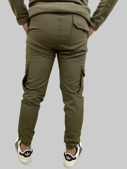 Erkek Taktik Beli İpli ve Lastikli Haki Kargo Pantolon - 5