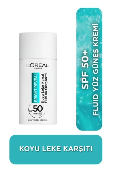 L'Oreal Paris Bright Reveal Spf 50+ Koyu Leke Karşıtı Fluid Günlük Yüz Güneş Kremi 50ml