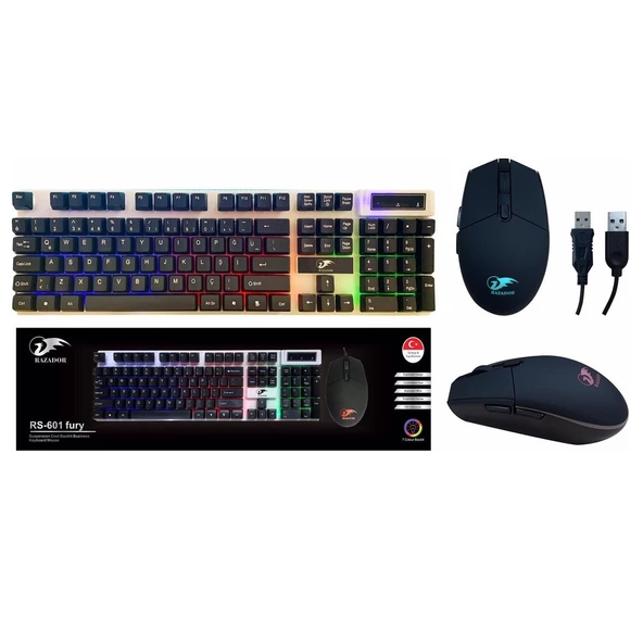 Razador RS-601 Fury Gaming Işıklı Klavye Mouse Set