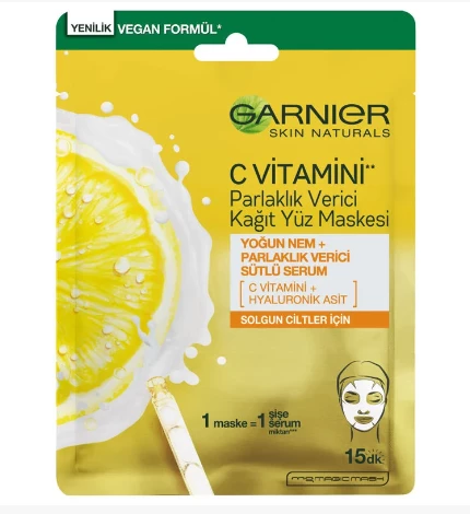 Garnier C Vitamini Parlaklık Verici Kağıt Yüz Maskesi 28 gr