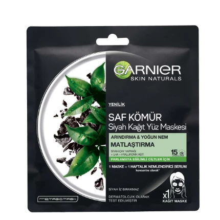 Garnier Saf Kömür Siyah Kağıt Yüz Maskesi 28gr