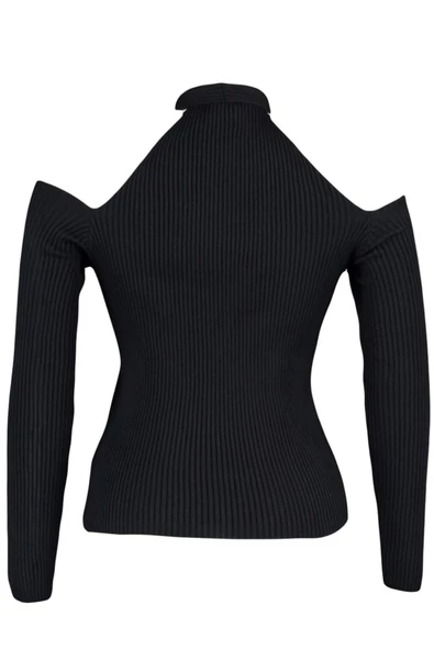 Kadın Büyük Beden Moda Şık Regular Choker Yaka Uzun Kol Düz Yaka Detaylı İnce Triko Kazak