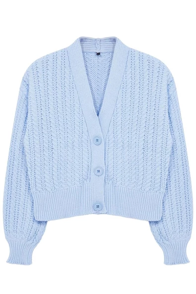 Kadın Moda Şık Crop V Yaka Regular Crop Yumuşak Dokulu Triko Hırka