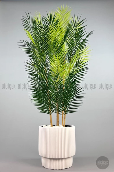 BİÇİÇEK YAPAY AREKA PALMİYESİ 6 GÖVDE GALA SAKSIDA YOĞUN YAPRAKLI - 6