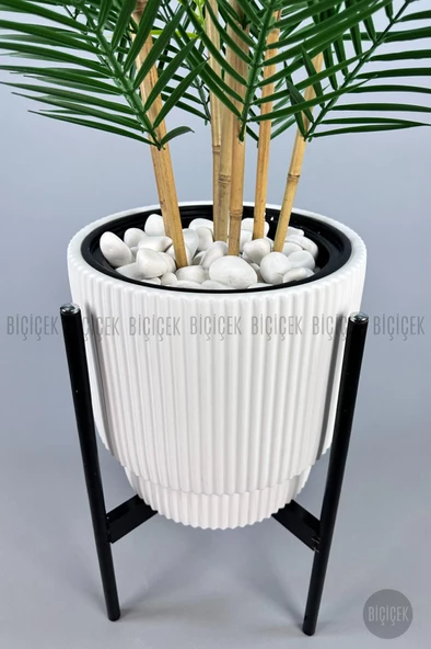 BİÇİÇEK YAPAY AREKA PALMİYESİ 6 GÖVDE GALA SAKSIDA YOĞUN YAPRAKLI - 12