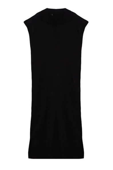 Kadın Tesettür Moda Şık Uzun Polo Yaka Uzun Kol Düz Uzun Triko Süveter Elbise