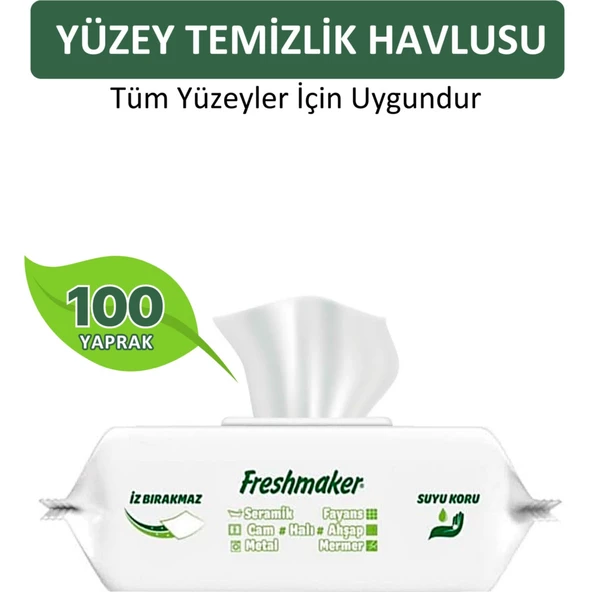 Freshmaker Yüzey Temizlik Havlusu 100'lü (Beyaz Sabun Kokusu)