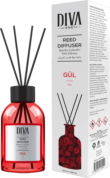 Diva PNG Gül Oda Kokusu Bambu Çubuklu 100 ml