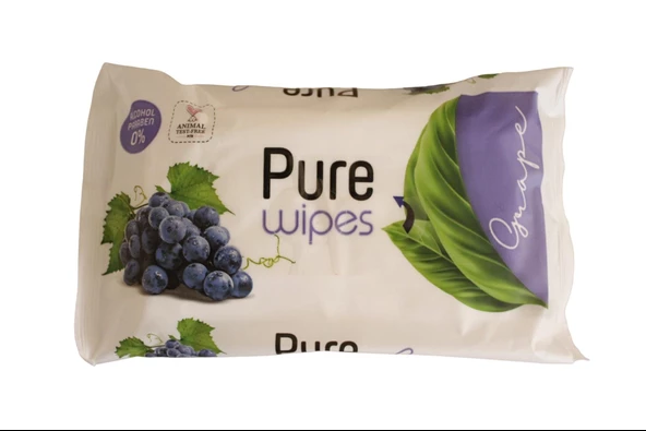 Pure Wipes Islak Bebek Havlusu Üzüm 50'li