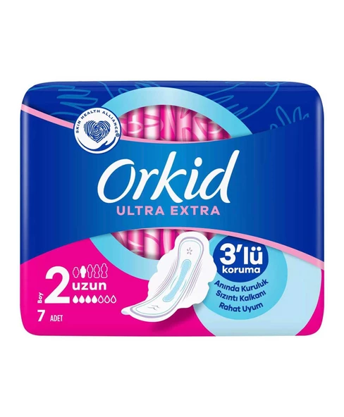 Orkid Ultra Extra 3'lü Koruma 7 Adet (2 Boy) Hijyenik Ped