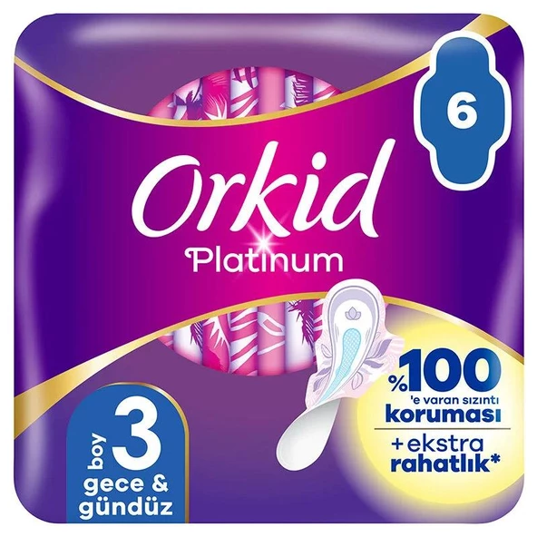 Orkid Platinium Gece&Gündüz Hijyenik Ped 6 Ultra Adet (3 Boy) Hijyenik Ped