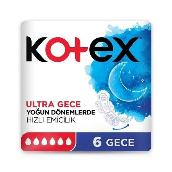 Kotex Ultra Gece Yoğun Dönemlerde Hızlı Emicilik 6 Gece