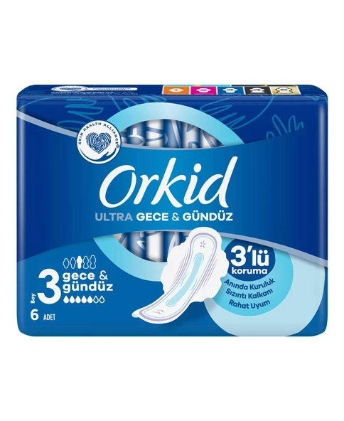 Orkid Ultra Gece&Gündüz 3'lü Koruma Adet (3 Boy) Hijyenik Ped