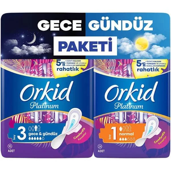 Orkid Platinum Gece Gündüz Paketi 16 + 24 Adet Hijyenik Ped