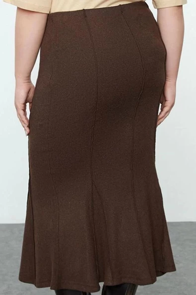 Kadın Moda Stil Maxi Astarsız Örme Büyük Beden Örme Etek - 5