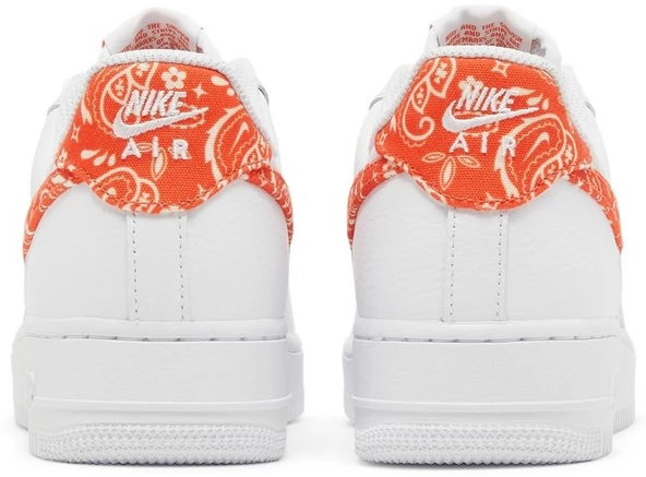 Nike Air Force 1 Low 07 Essential White Rush Orange Paisley Spor Ayakkabı - Resim 6