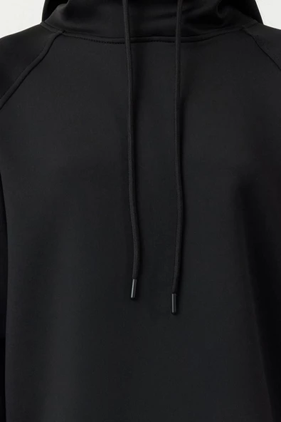 Kadın Tesettür Moda Şık Regular Kapüşonlu Standart Kol Regular Dalgıç Scuba Örme Sweatshirt - 4