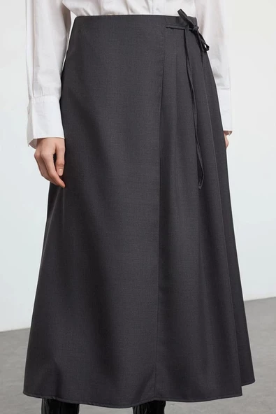 Kadın Moda Stil Maxi Astarsız Dokuma Tesettür Pili Detaylı Dokuma Etek