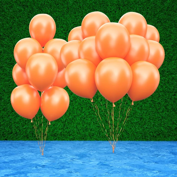 25 PCS VIP SHINY METALLIC ORANGE BALLOON VIP KALİTE PARLAK METALİK TURUNCU BALON HELYUM GAZI UYUMLU - 2