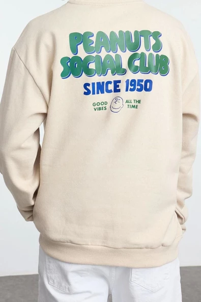 Kadın Moda Şık Bol Bisiklet Yaka Standart Kol Regular Unısex Geniş Kesim Sweatshirt - 6