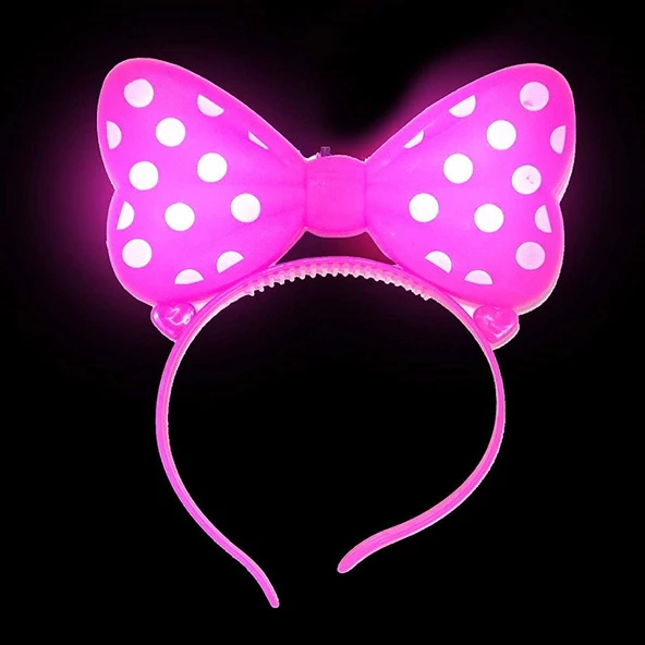 2 ADET MİNNİE MOUSE IŞIKLI TAÇ PEMBE MİKİ TAÇ PEMBE IŞIKLI TAÇ PİNK HEADBAND LED LİGHT PEMBE TAÇ