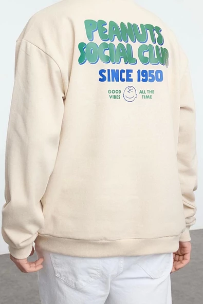 Kadın Moda Şık Bol Bisiklet Yaka Standart Kol Regular Unısex Geniş Kesim Sweatshirt - 2