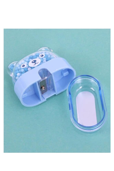 Boncuklu Sevimli Ayıcık Kalemtıraş 4 Renk 1 Paket Hazneli Kalemtraş Ayıcıklı Standart Kalem Açacağı Sevimli Plastik - 2