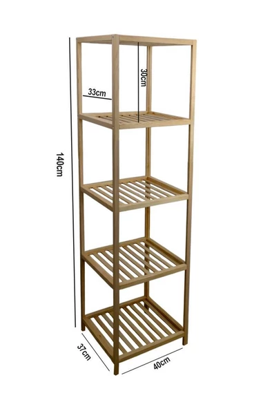 Digithome Ahşap Masif 5 Raflı Çok Amaçlı Mutfak Düzenleyici Mobilya HLT-002 - 4