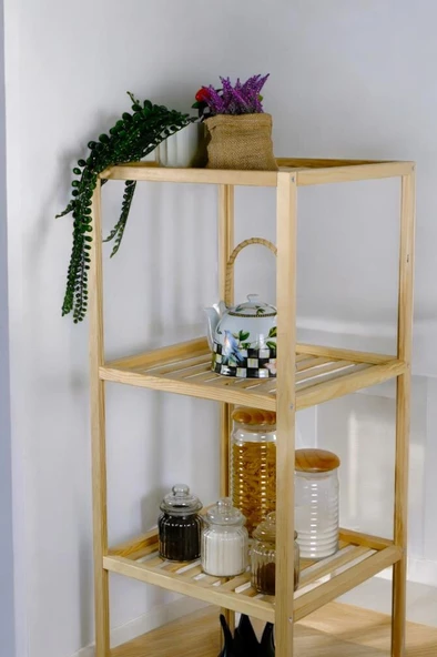 Digithome Ahşap Masif 5 Raflı Çok Amaçlı Mutfak Düzenleyici Mobilya HLT-002 - 3