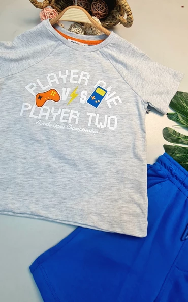 Erkek Çocuk Player Baskılı Kısa Kol Şort Yazlık Takım - 2