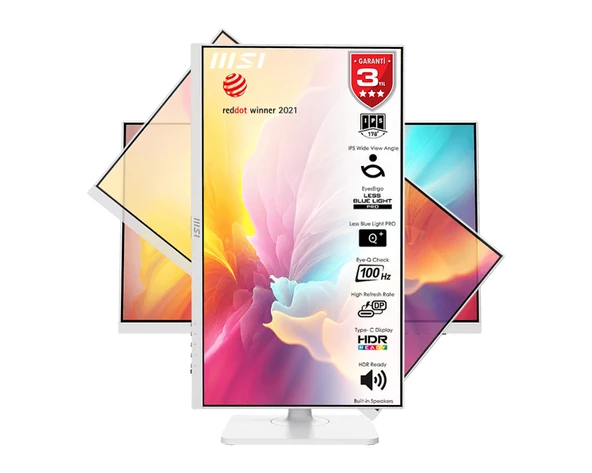 MSI 23.8 MODERN MD2412PW 1920x1080 (FHD) 16:9 FLAT IPS 100HZ 1MS ADAPTIVE-SYNC PIVOT BEYAZ TYPE-C MONITOR