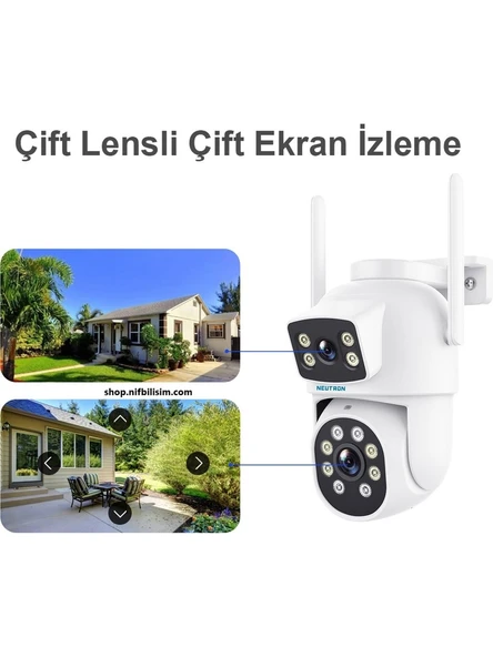 Neutron NTL-PT-13W-DBW2 2mp Çift Kameralı 2mp HD Wi-Fi Ve SD Kart PAN/TİLT Dış Mekan IP Kamera - 3